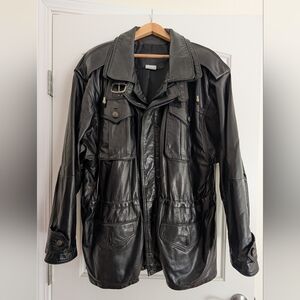 Men's Black Leather Field Jacket